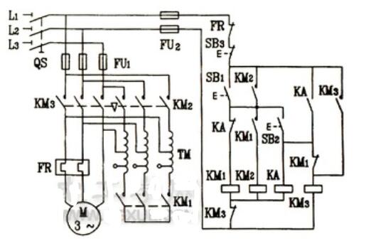 自耦变压器减压起动控制电路图