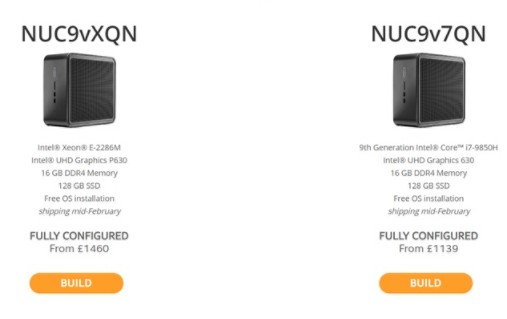 英特尔NUC 9两款型号预售,搭载至强E-228...