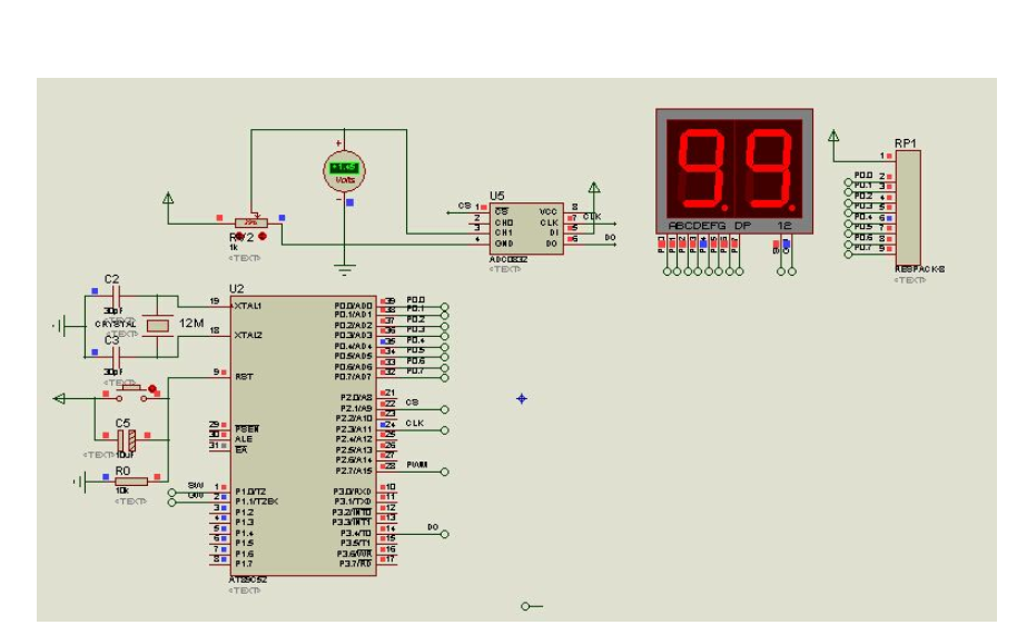 adc0832模数转换与显示的仿真电路图免费下载