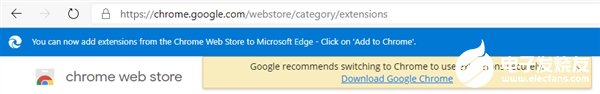 新Edge访问Chrome扩展商店被谷歌提示警告