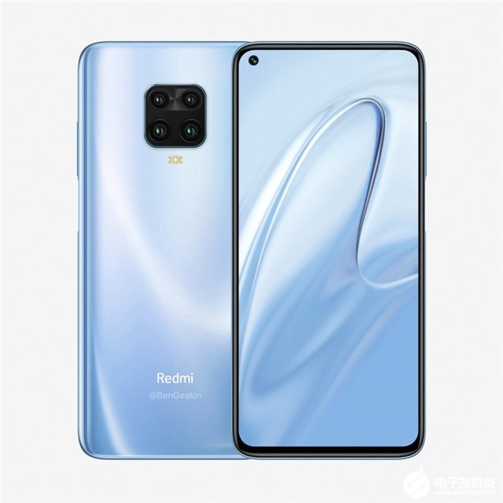 Redmi Note 9 Pro渲染图,采用高屏...