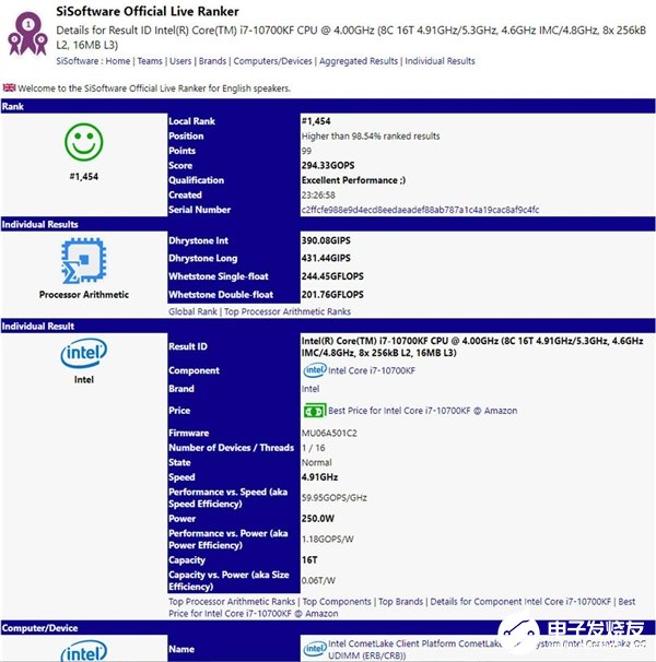 i7-10700KF曝光 8核16線(xiàn)程+4GHz基礎(chǔ)頻率