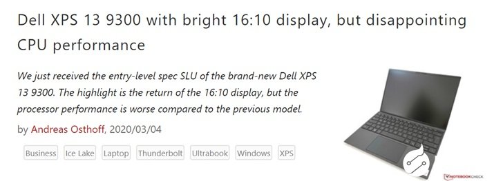 戴尔XPS 13 9300笔记本评测,CPU性能...