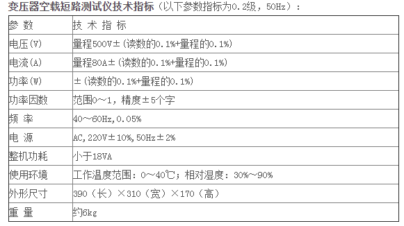 變壓器空載短路測試儀的特點