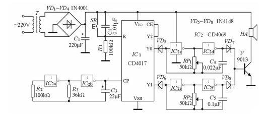 叮咚门铃电路图的制作与调试