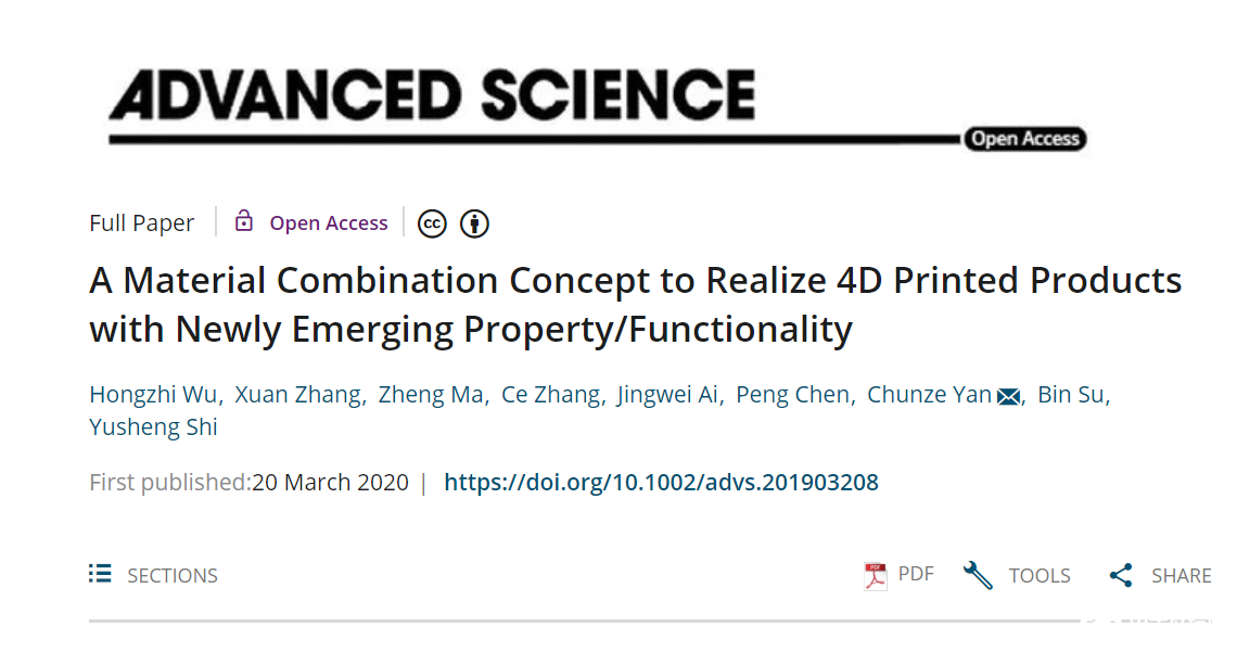 基于材料組合的4D打印裝置可實(shí)現(xiàn)將機(jī)械能轉(zhuǎn)換為電能