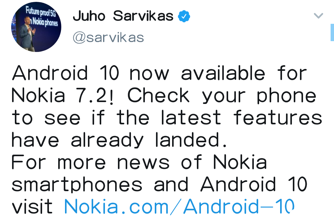 诺基亚7.2可升级Android10系统