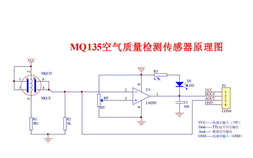 mq135空气质量检测传感器电路原理图