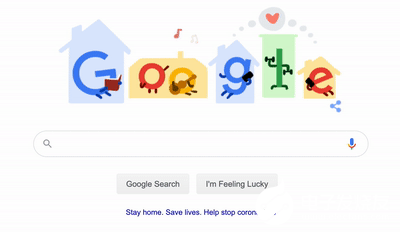 Google首页上线全新涂鸦 提醒疫情期间请待在家里