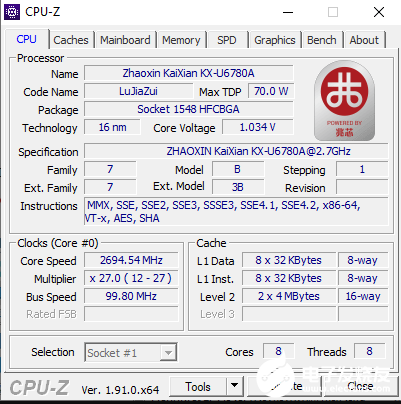 兆芯KX-U6780A处理器的CPU、游戏与功耗测试