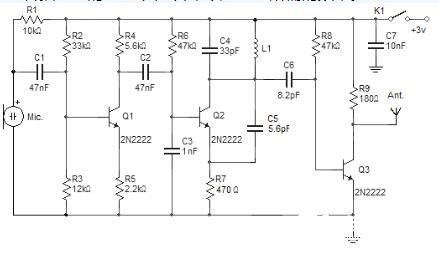 无线麦克风发射电路图
