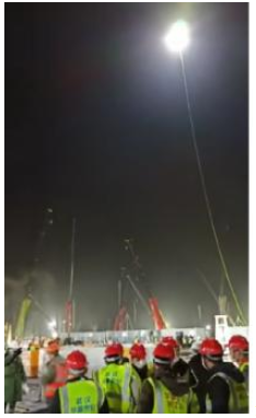 极客桥无人机照亮武汉火神山医院施工现场的夜空
