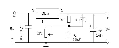 这裏选用7805制作了一个5v～12v连续可调的直流稳压电源实例.