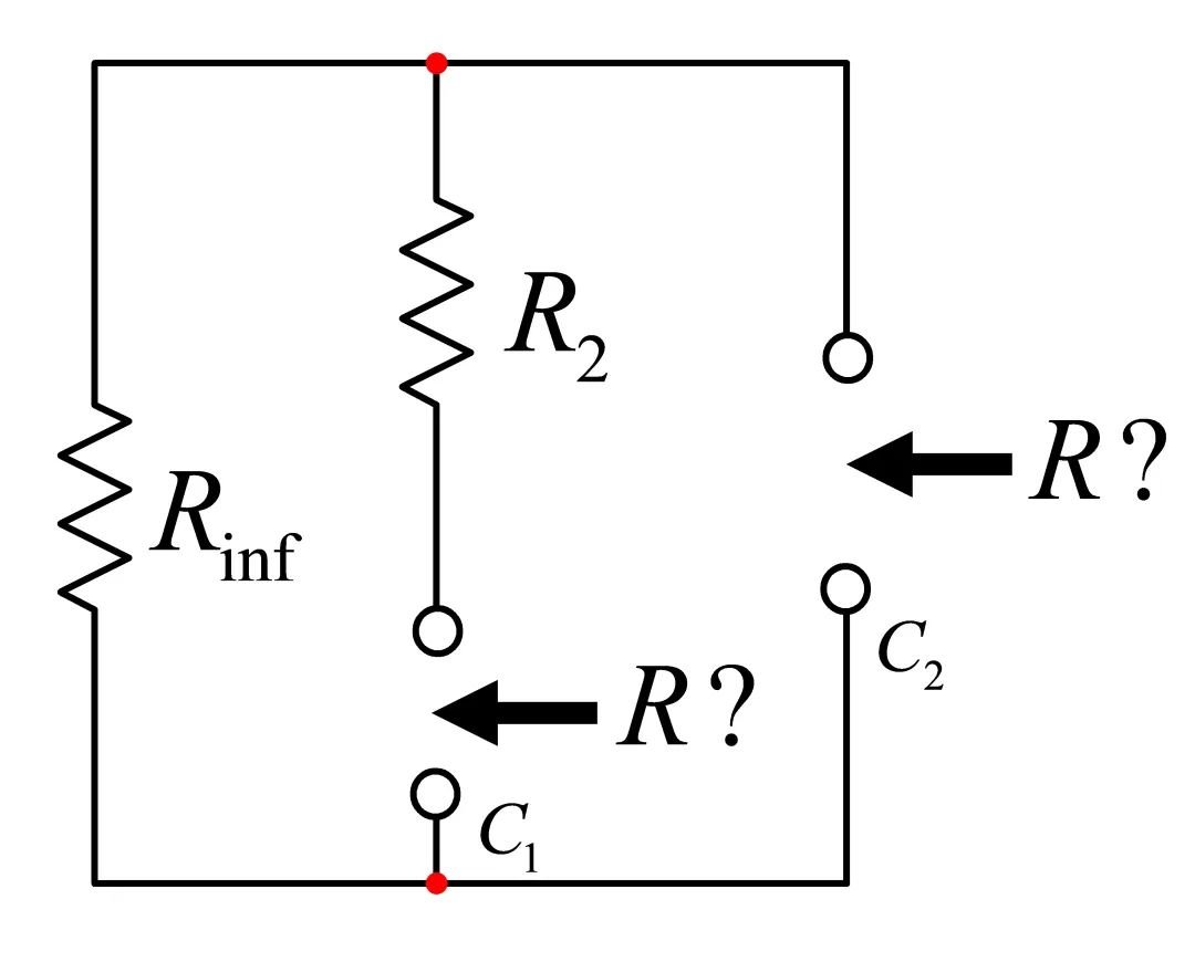电容C1短路，C2端的电阻是多少？