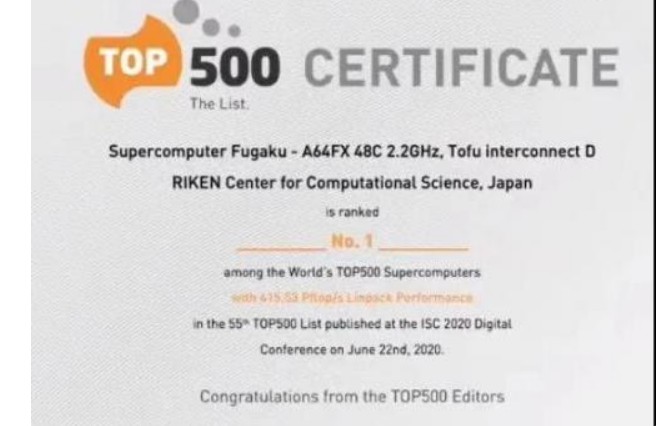 全球超级计算机TOP500榜单中日本夺得冠军