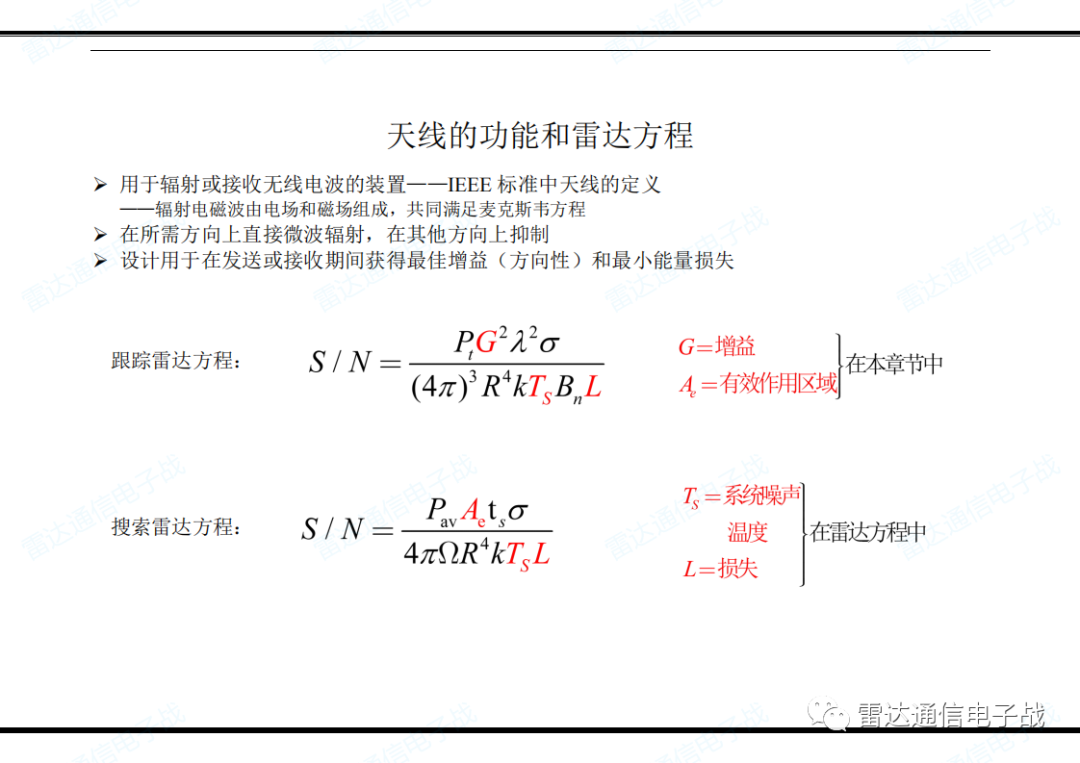 關(guān)于天線的功能和雷達(dá)方程