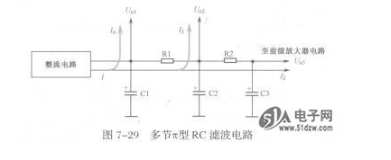 典型π型RC滤波电路交流电流示意图分析