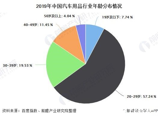 2019年中国汽车用品行业年龄分布情况