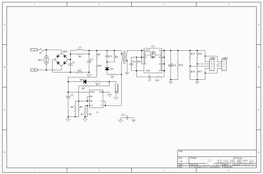 U6315B电源方案5V 2.0A Schematic介绍