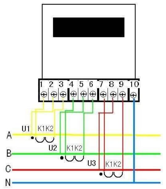三相电流互感器与电流表的接法
