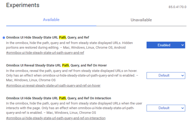Chrome 86新特性：改进地址栏隐藏/显示完整 URL 功能