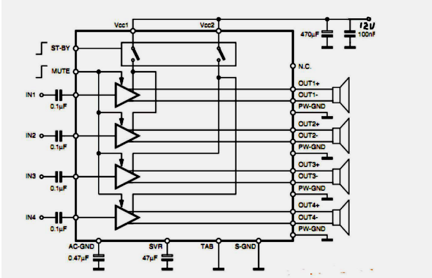 tda7388声道功放芯片的中文资料介绍-电子电路图,电子