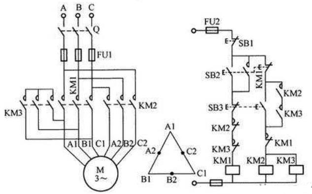 雙速異步電動(dòng)機(jī)的操控電路圖