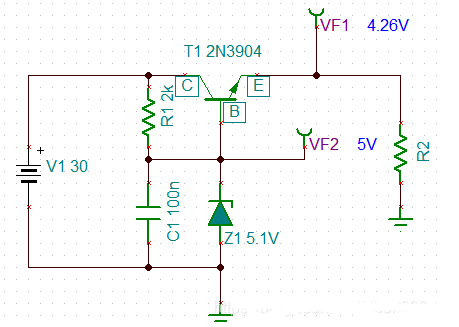 三极管稳压电路仿真分析案例（转）