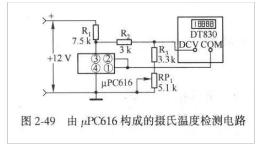 集成溫度傳感器ILPC616構成的攝氏溫度檢測電路