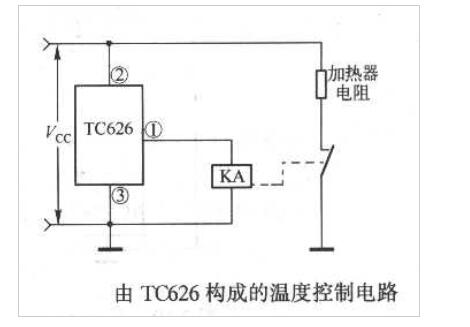 温度传感器TC626构成的温度控制电路