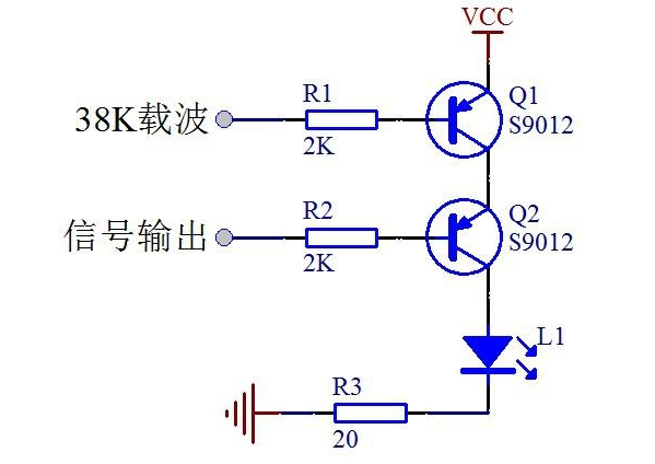 红外发射部分    电路图    上图所示为nec协议的典型脉冲链.