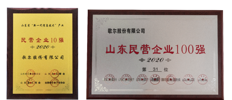 山东省新一代信息技术产业民营企业十强发布,歌尔位...