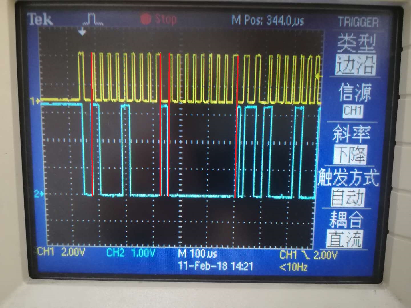 用示波器分析i2c时序