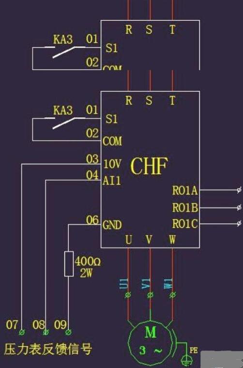 电阻式远传压力表与变频器接线图