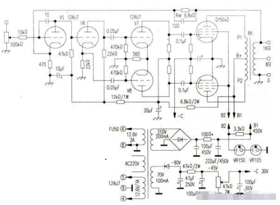 采用fu50高跨导五极管实现ab1类推挽放大电路的设计