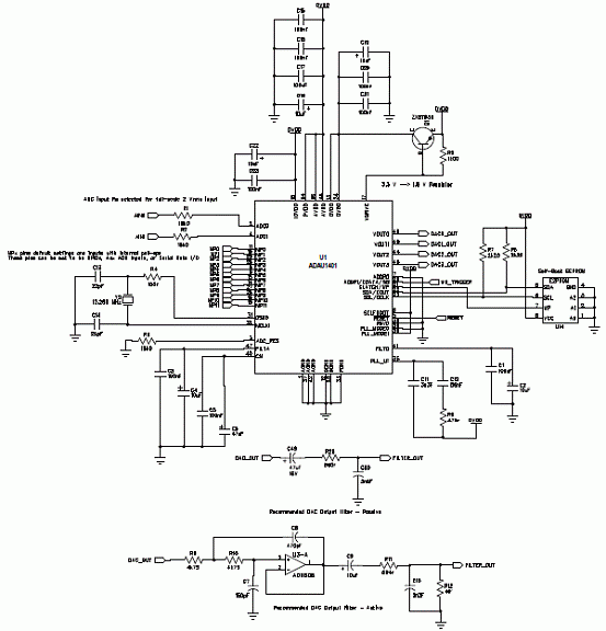 单芯片音频系统adau1401的特点性能及应用电路