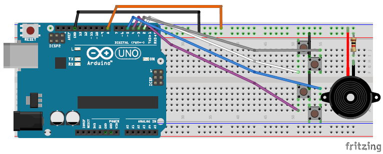 使用 Arduino 音調(diào)功能試驗板電路播放音調(diào)