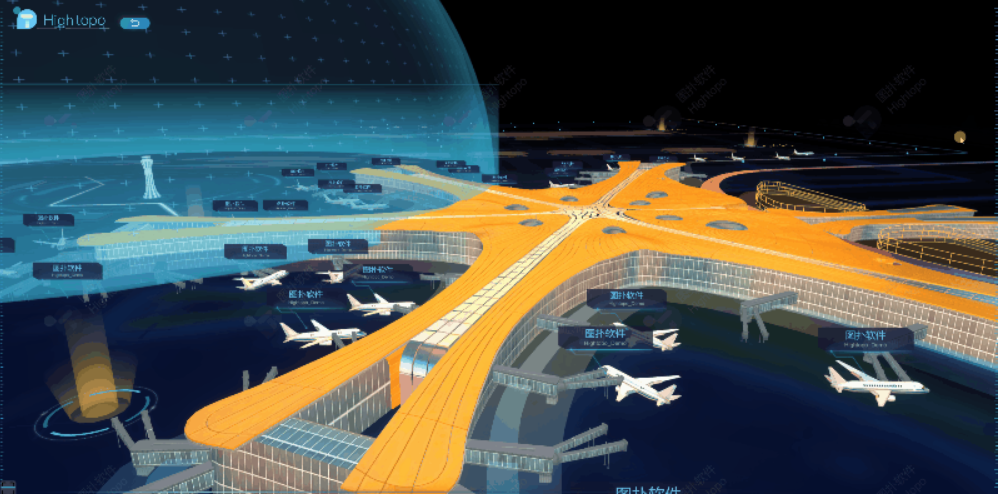 運用HT豐富的2/3D組態搭建出北京大興機場3D...