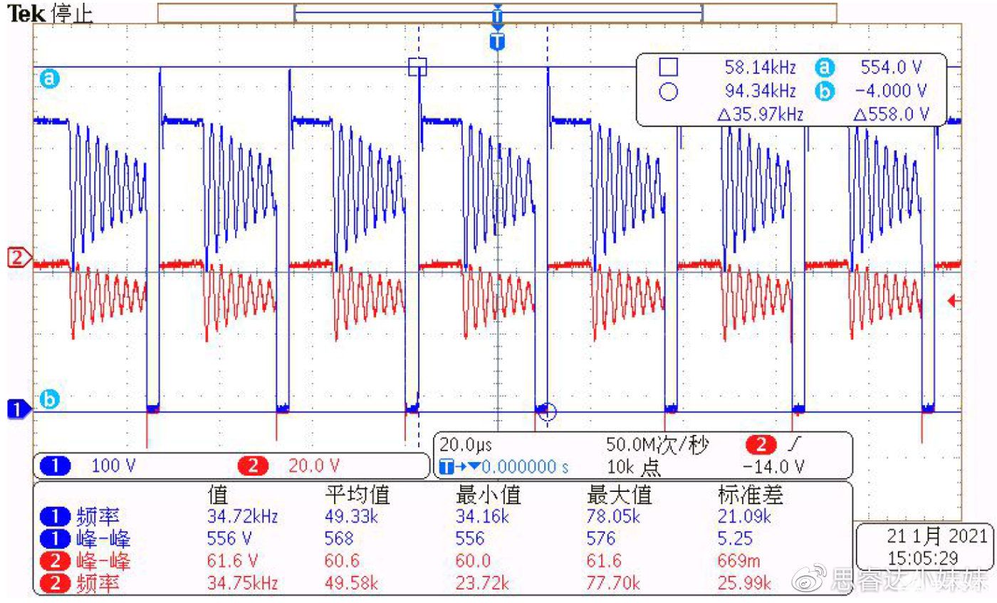 XX33AP 264V 12V1A CH1VDS CH2 肖特基波形