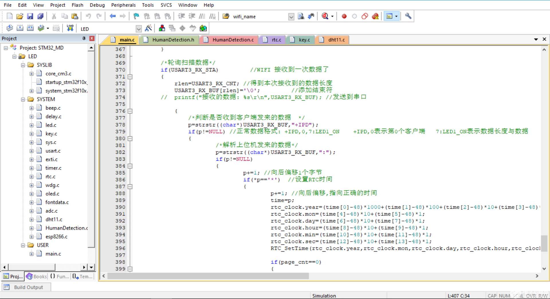 keil5+STM32F103C8T6设计的智能插座+人体感应灯 支持跨平台编译运行-keil5点灯