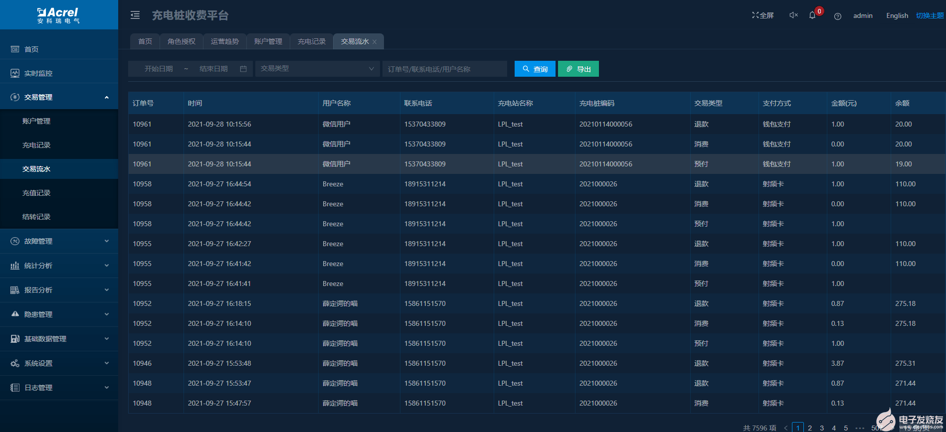 AcrelCloud-9500电瓶车充电桩收费平台的应用案例