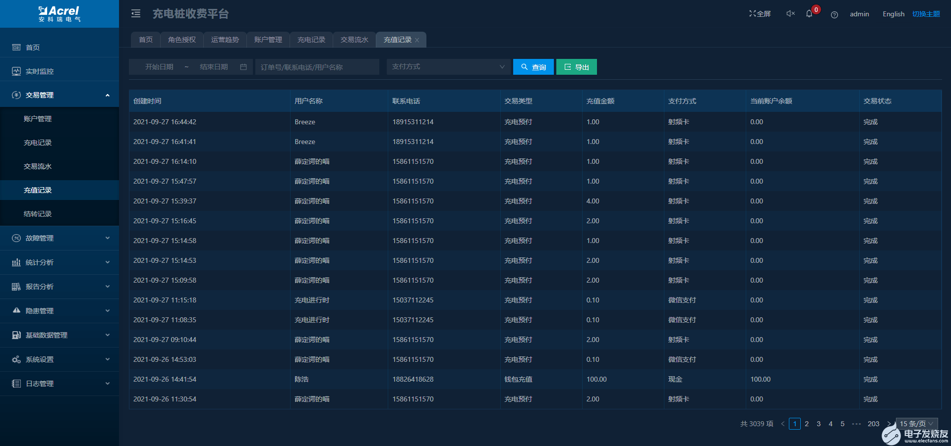 AcrelCloud-9500电瓶车充电桩收费平台的应用案例