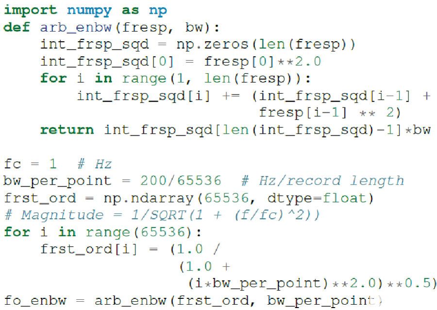 圖 28. 計(jì)算有效噪聲帶寬的 Python 代碼示例。