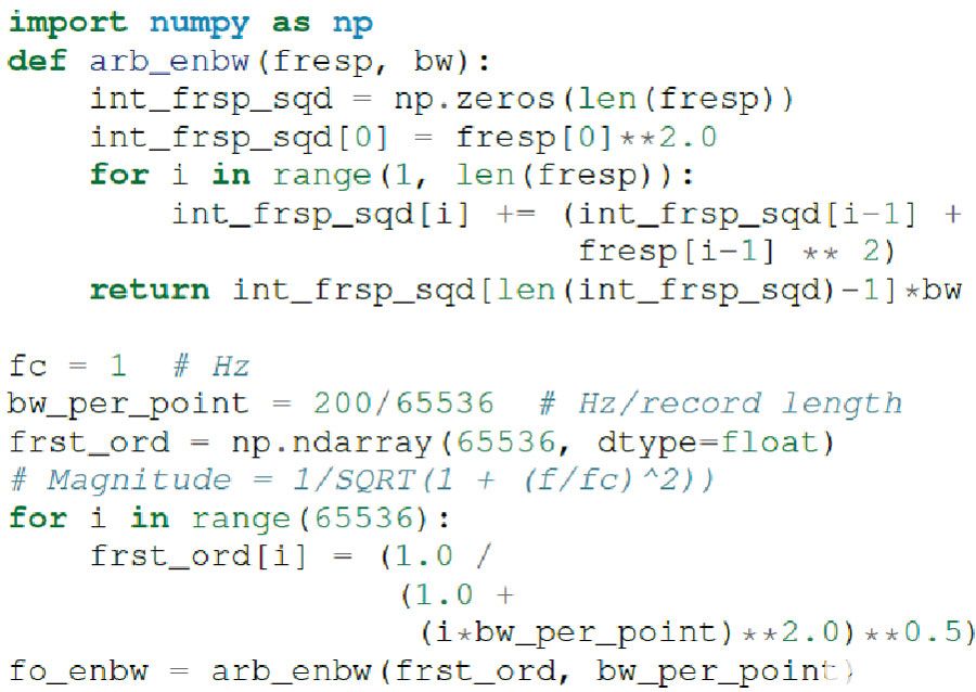 圖 28. 計算有效噪聲帶寬的 Python 代碼示例。