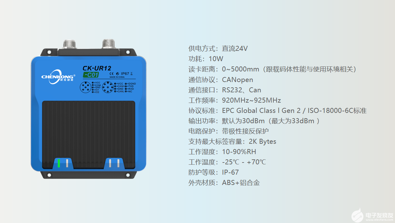 超高频CANopen协议读卡器CK-UR12-C01简介