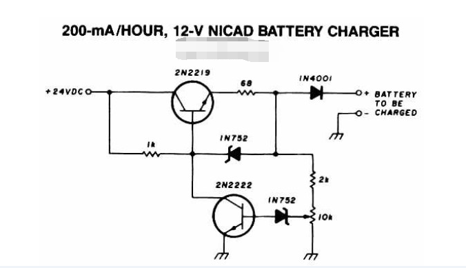12V NiCAD电池充电器电路示意图