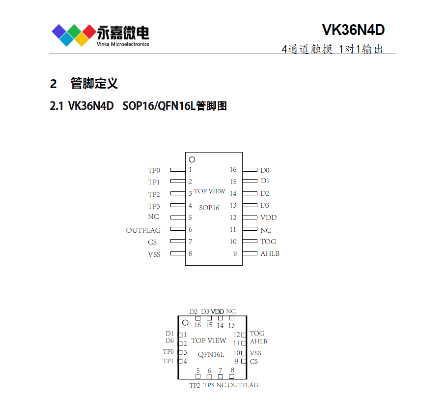 VK36N4D触摸芯片概述及功能特点说明