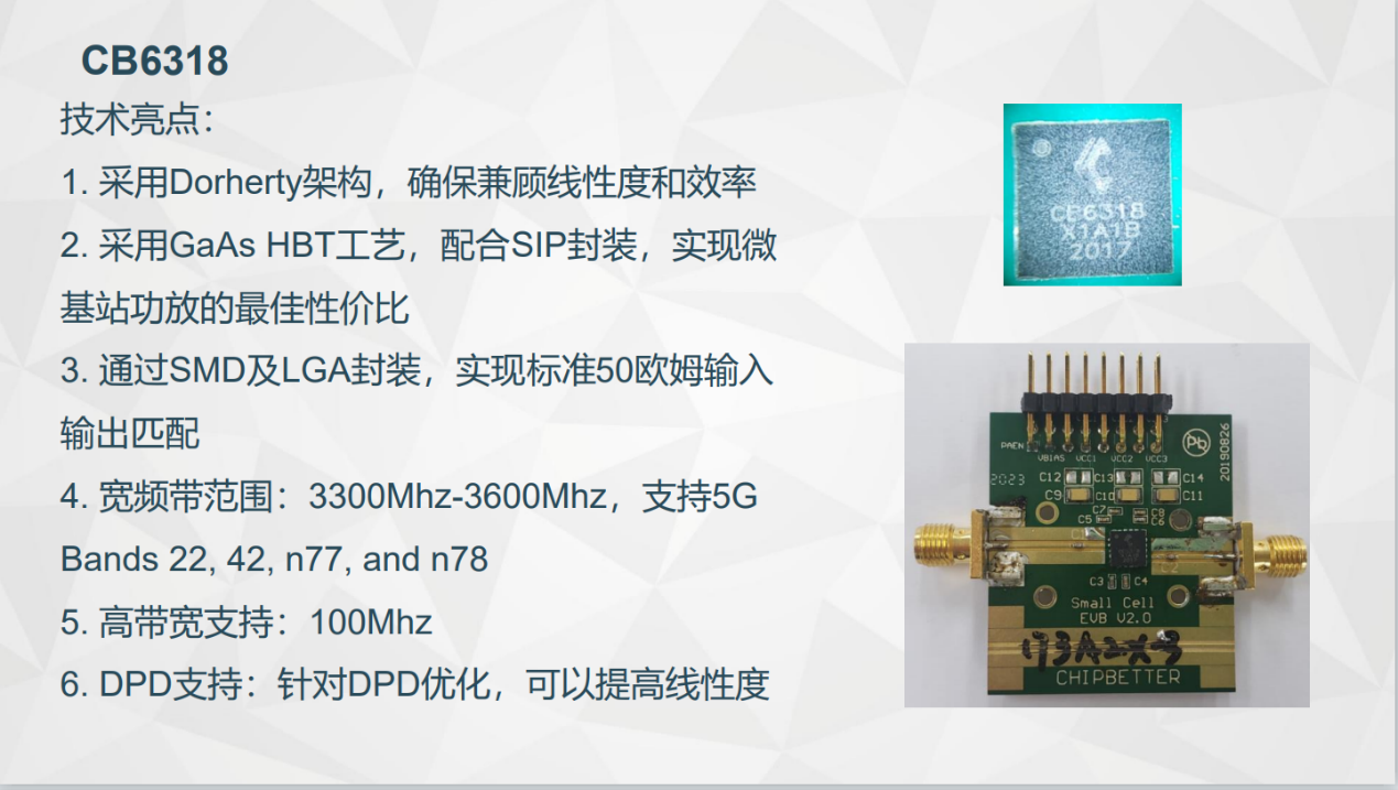 芯百特推出CB6318 5G通信功率放大器