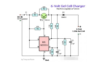 6V凝膠電池充電器電路