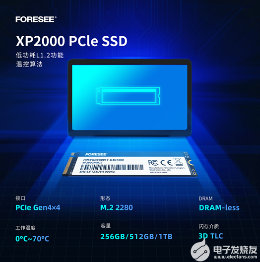 江波龙FORESEE推出PCIe Gen4×4无缓存主控SSD——XP2000